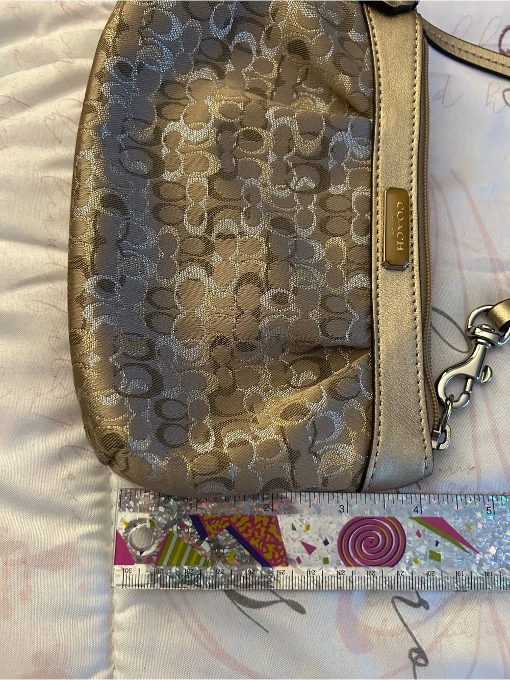 Coach Metallic Gold Signature Wristlet - Gold